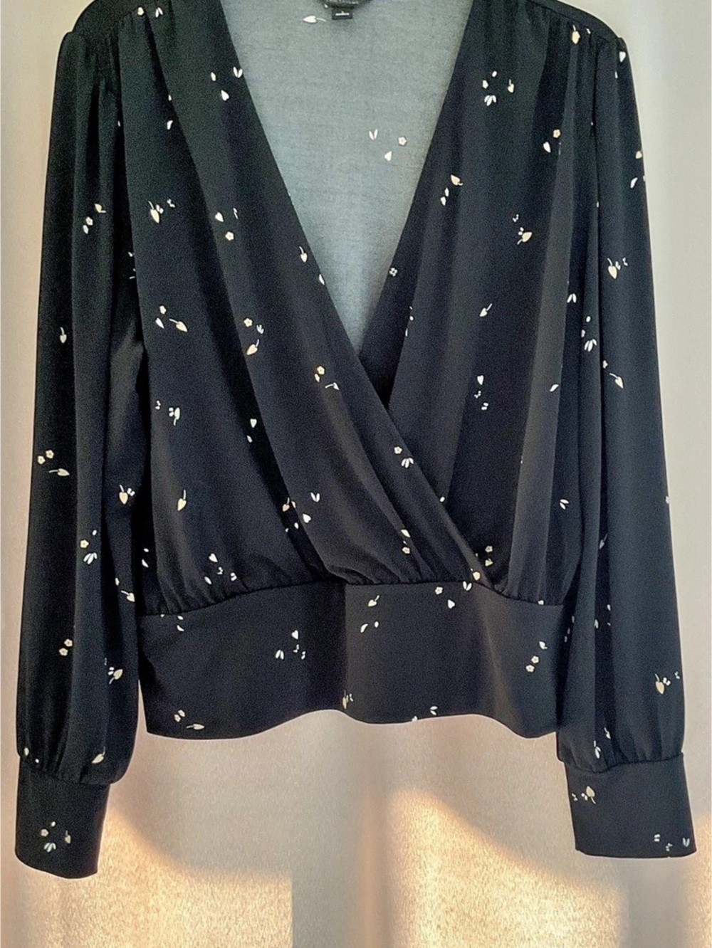 Ann Taylor Floral Faux Wrap Blouse